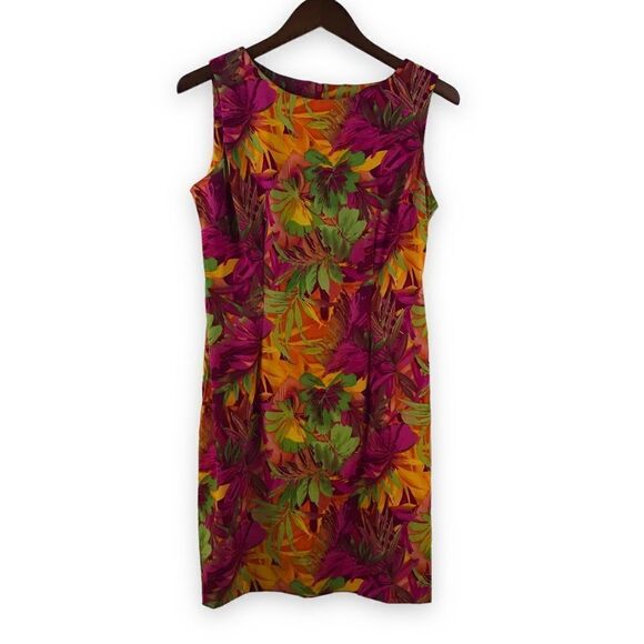 John Roberts bright print sleeveless sheath dress size 10 - Picture 1 of 7